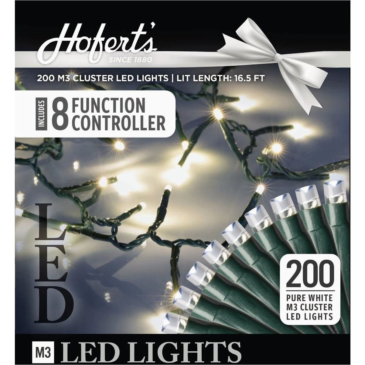 J Hofert Pure White 200-Bulb M5 LED Cluster String Light Set