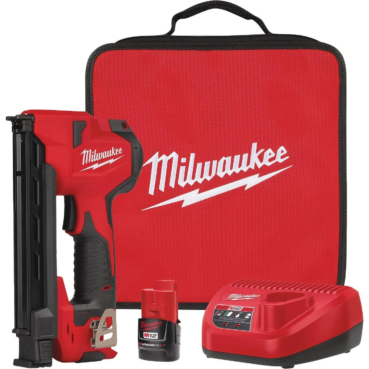 Milwaukee M12 1 In. Cordless Cable Stapler Kit with 2.0 Ah Battery & Charger
