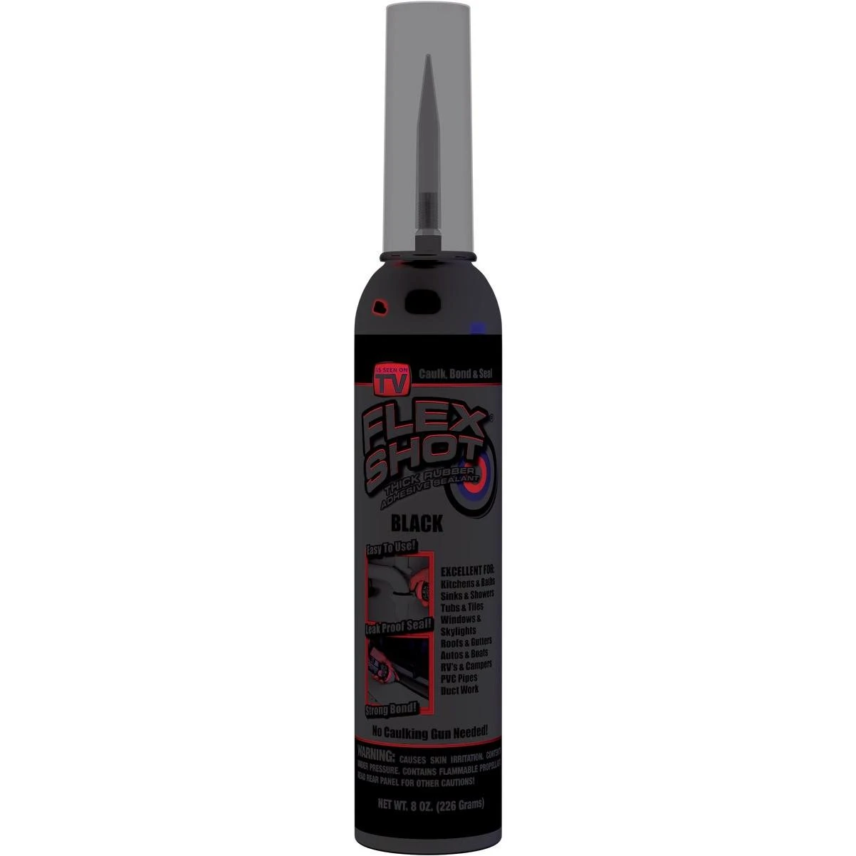 FLEX SHOT 8 Oz. Adhesive Rubber Sealant, Black