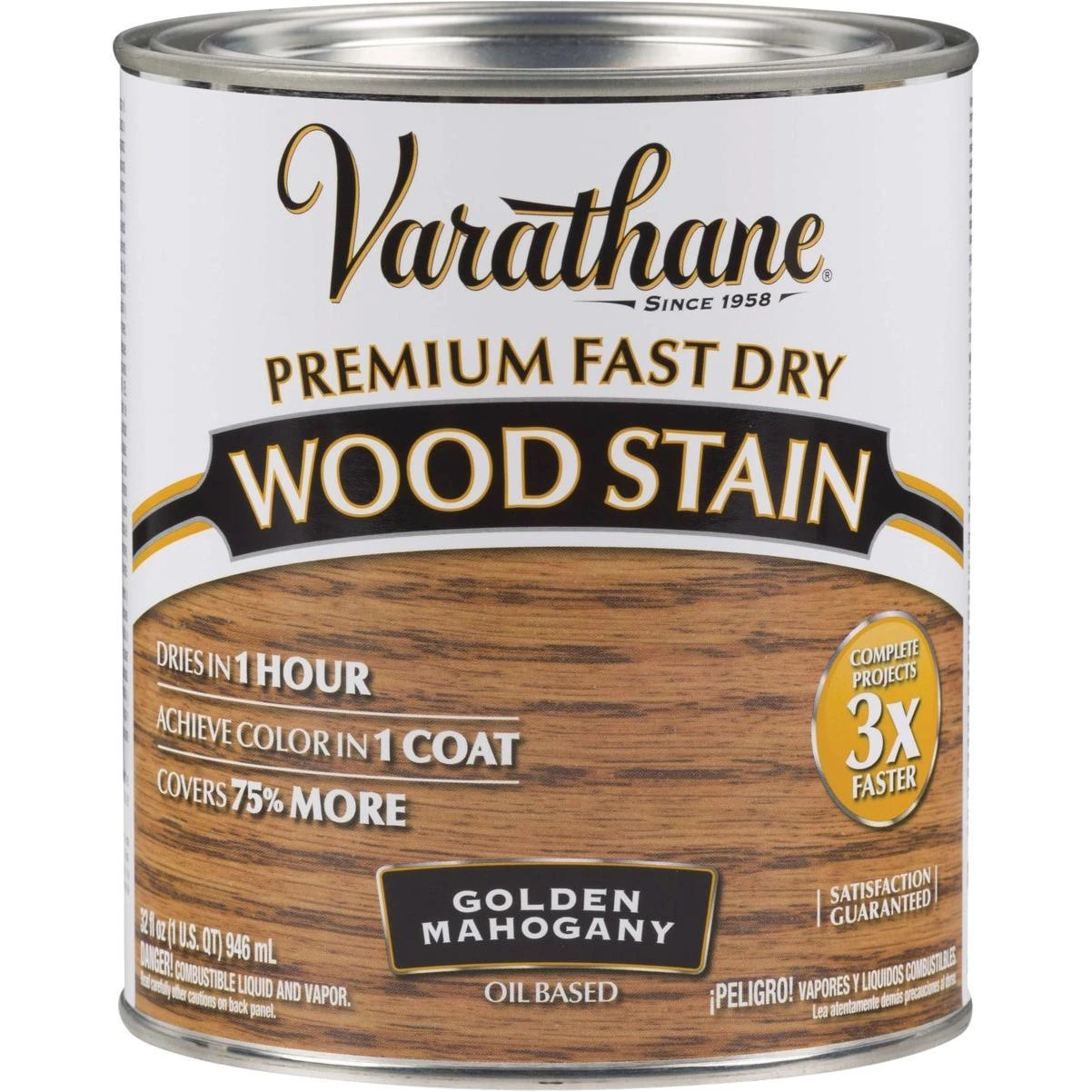 Varathane Fast Dry Golden Mahogany Urethane Modified Alkyd Interior Wood Stain, 1 Qt.