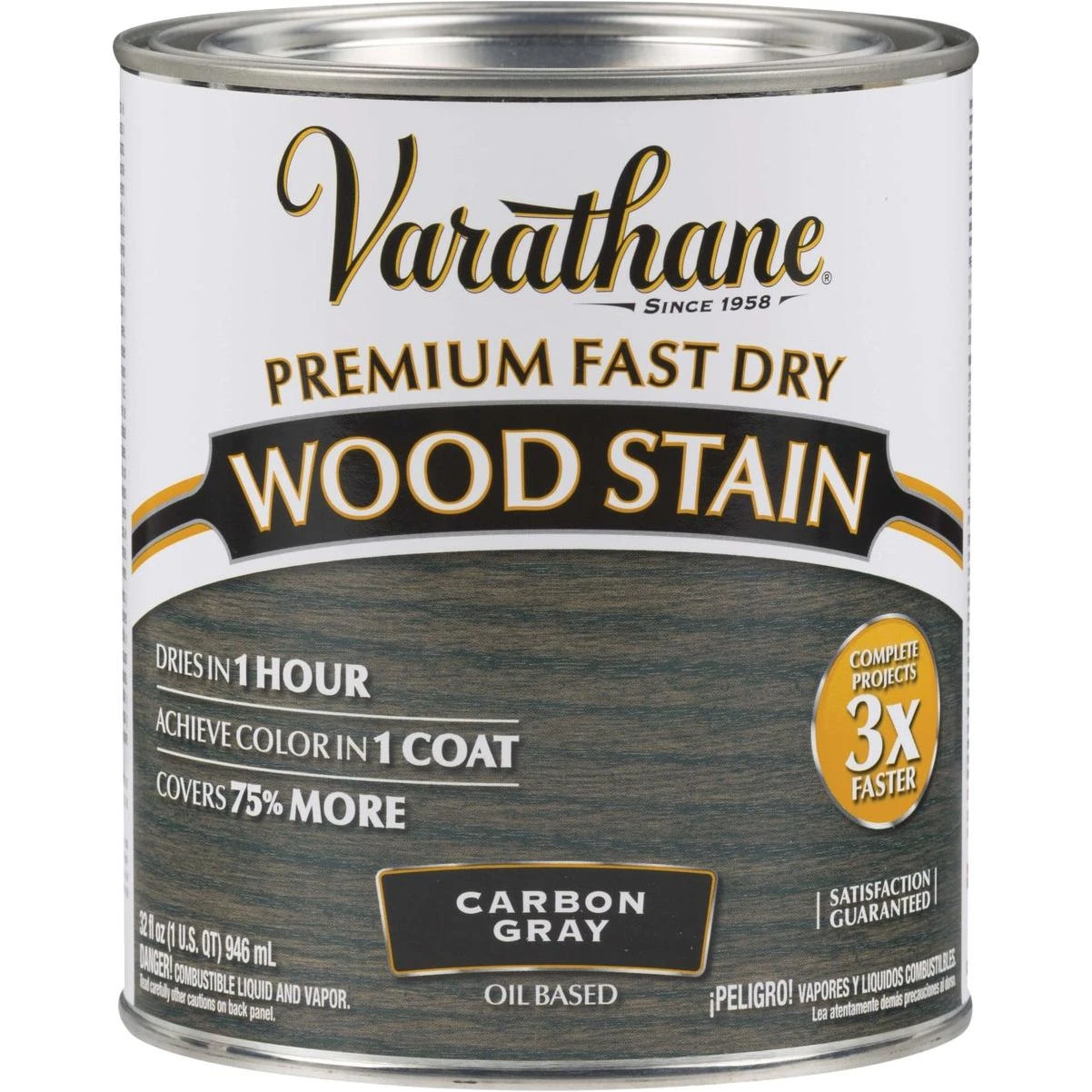 Varathane Fast Dry Carbon Gray Urethane Modified Alkyd Interior Wood Stain, 1 Qt.