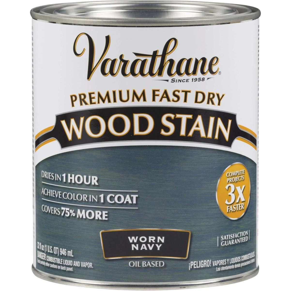 Varathane Fast Dry Worn Navy Urethane Modified Alkyd Interior Wood Stain, 1 Qt.