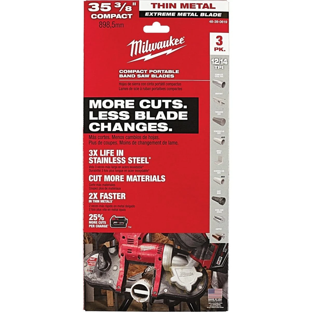 Milwaukee 35-3/8 In. 12/14 TPI Extreme Metal Band Saw Blade (3-Pack)