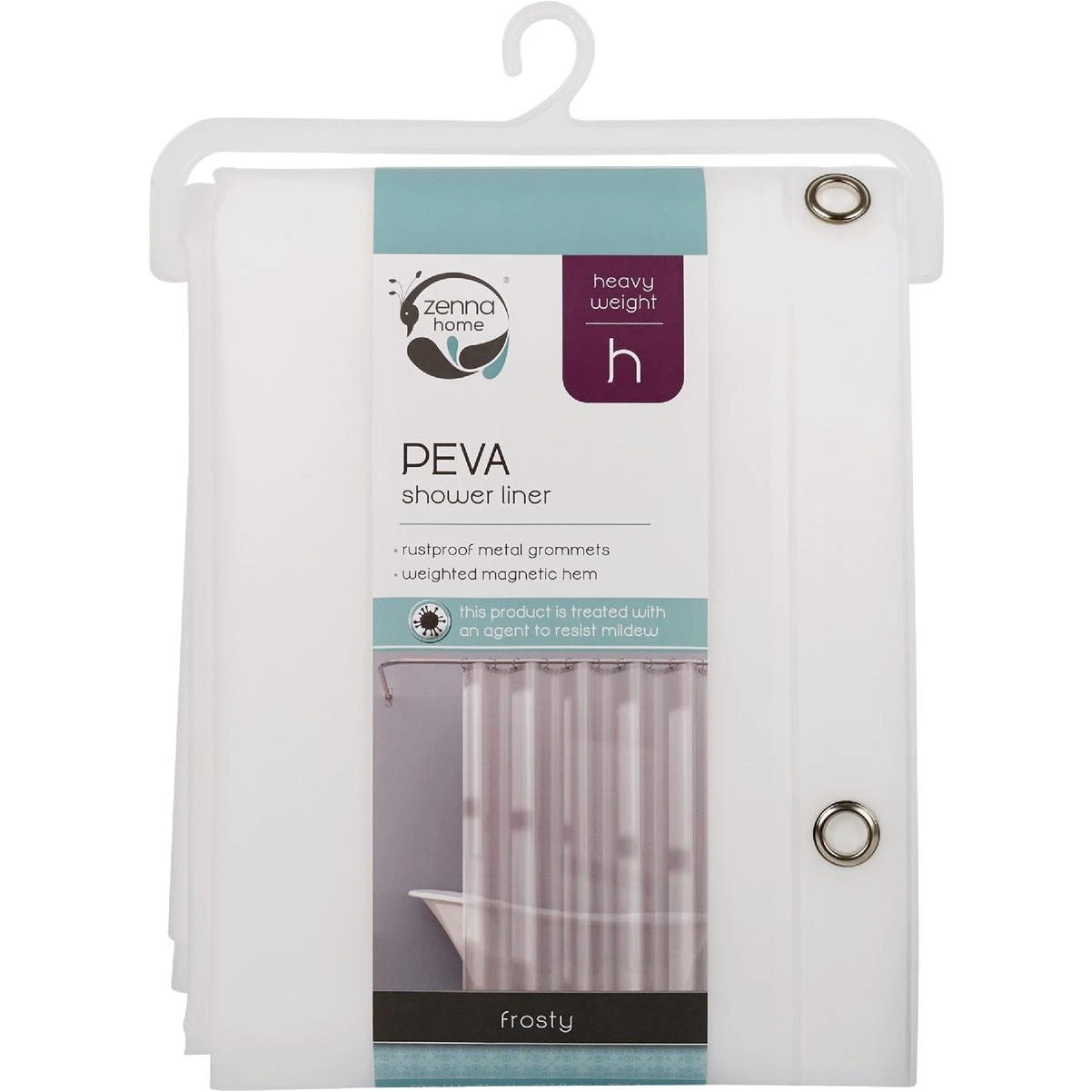 Zenith Zenna Home 70 In. x 71 In. Frosty Heavyweight PEVA Shower Curtain Liner