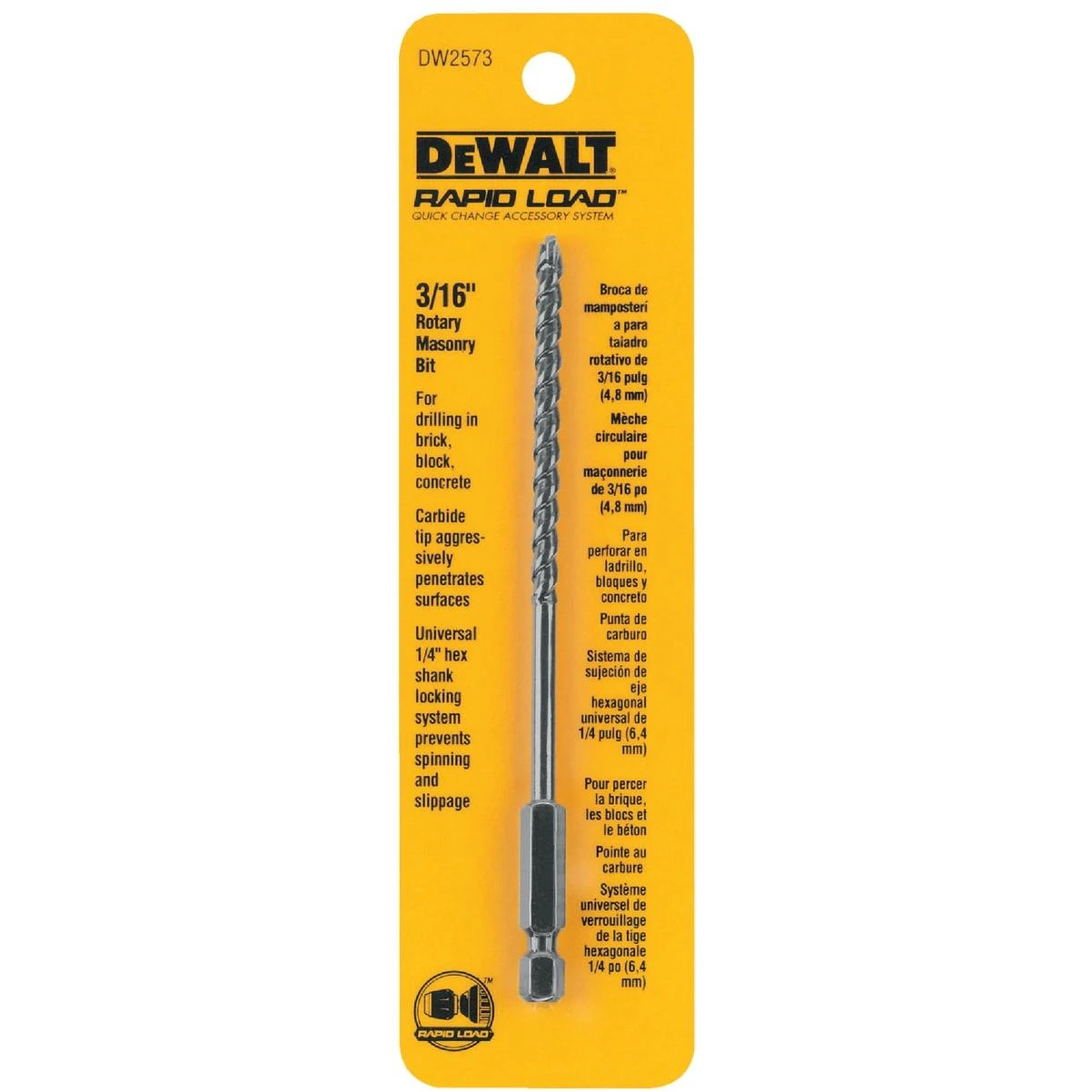 DEWALT 3/16 In. x 6 In. Rotary Masonry Drill Bit