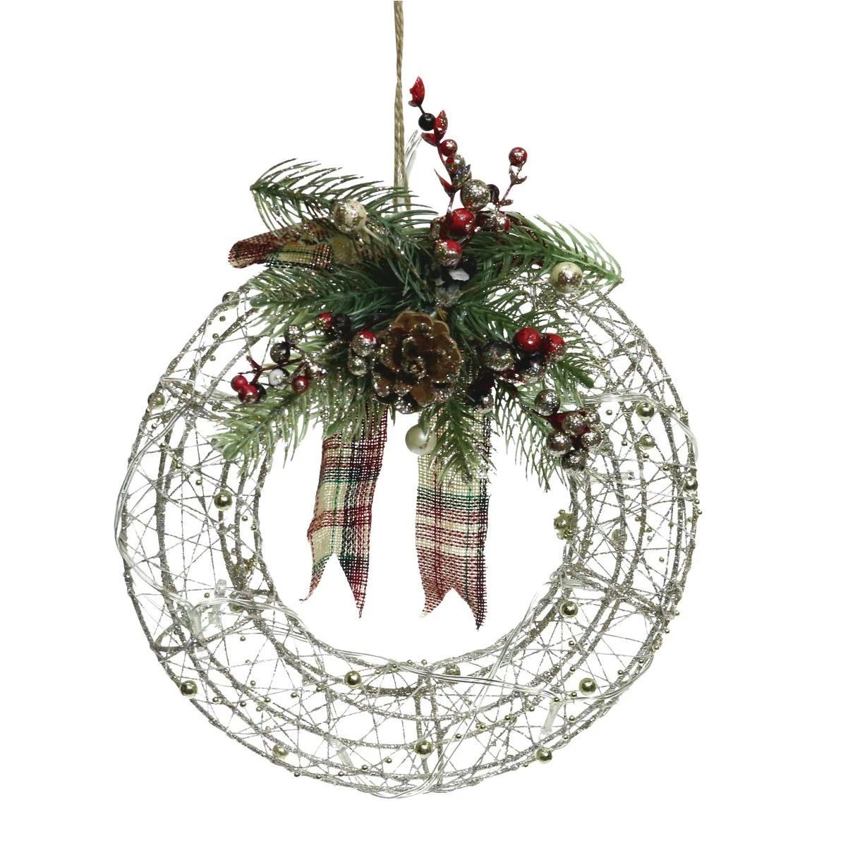 Alpine 29 In. 35-Bulb Warm White LED Gold Mesh Prelit Christmas Wreath