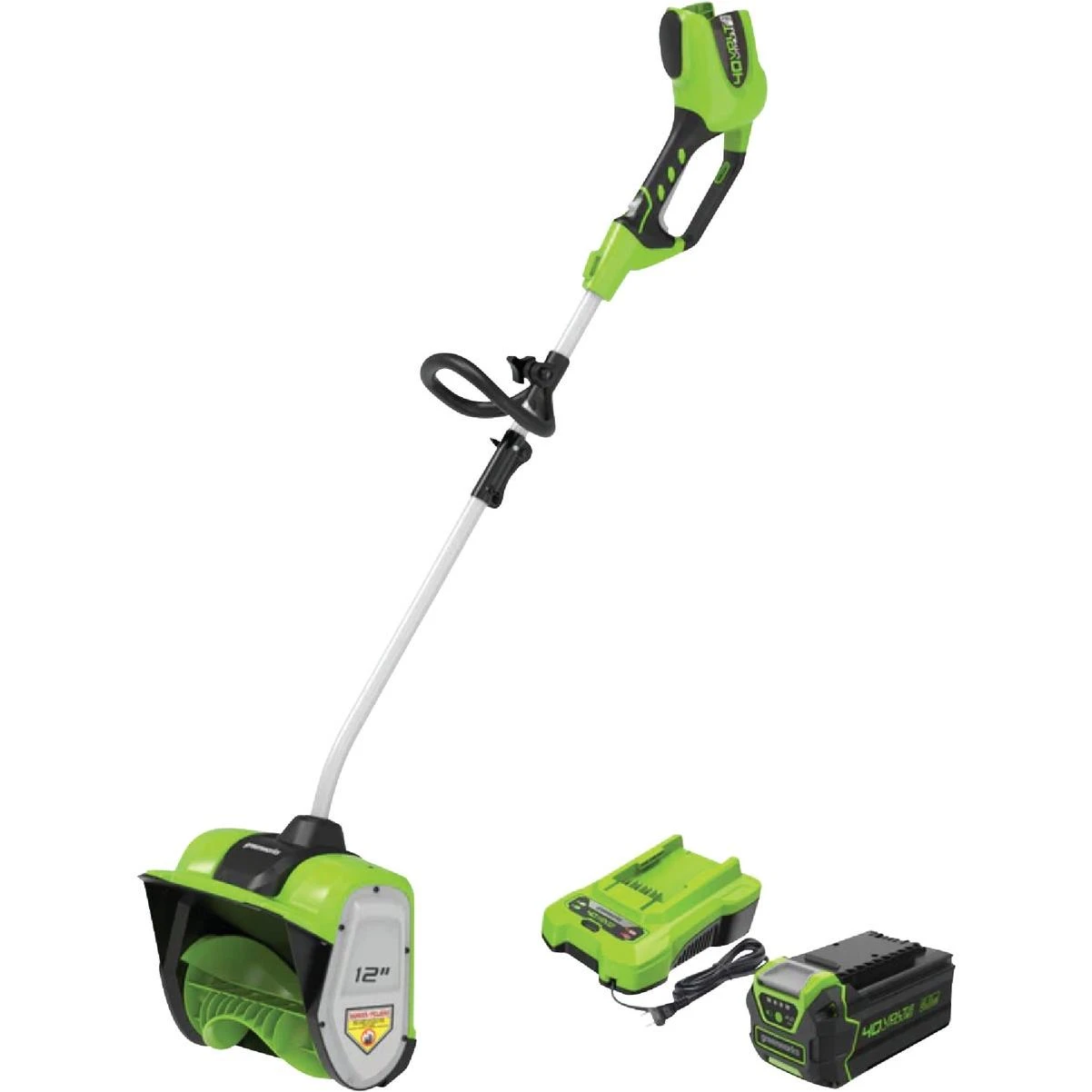 Greenworks 48V (24V X2) 12 In. Cordless Snow Shovel with (2) 4.0 Ah Batteries & Dual Port Charger