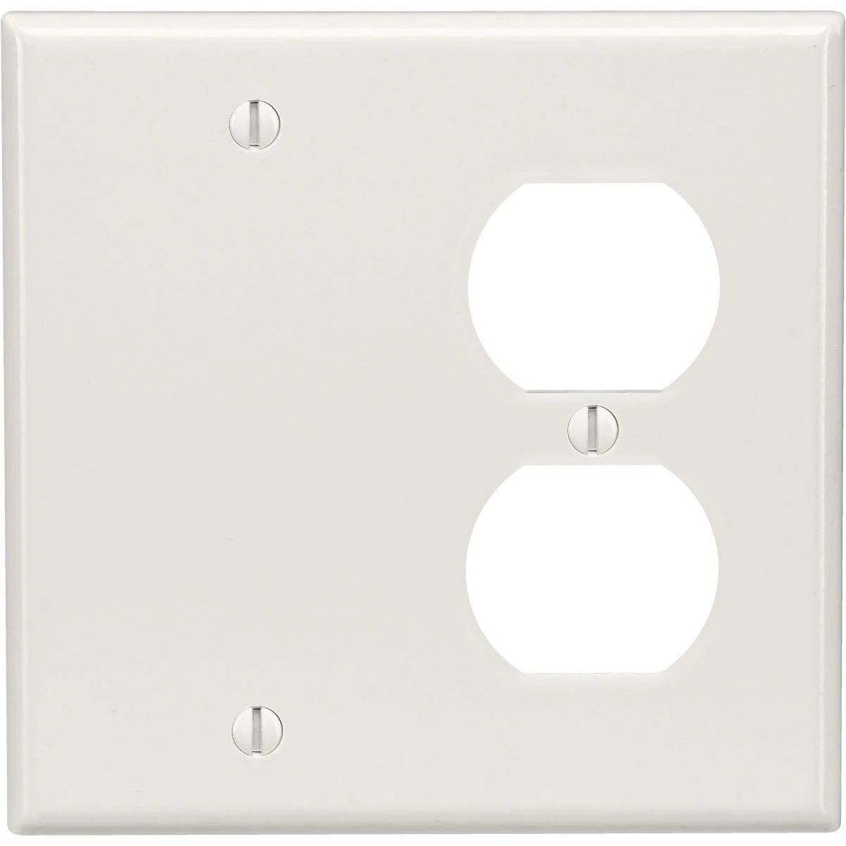 Leviton 2-Gang Thermoset Plastic Blank/Duplex Receptacle Wall Plate, White