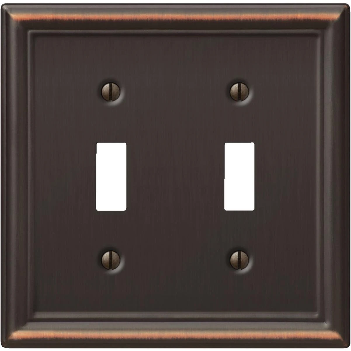 Amerelle Chelsea 2-Gang Stamped Steel Toggle Switch Wall Plate, Aged Bronze