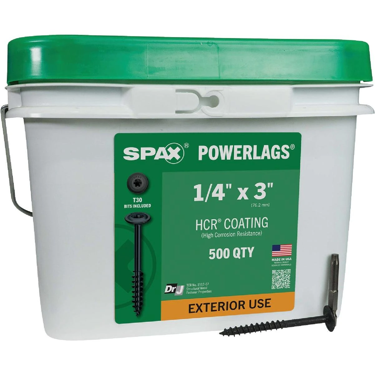 Spax PowerLags 1/4 In. x 3 In. Washer Head Exterior Structure Screw (500 Ct.)