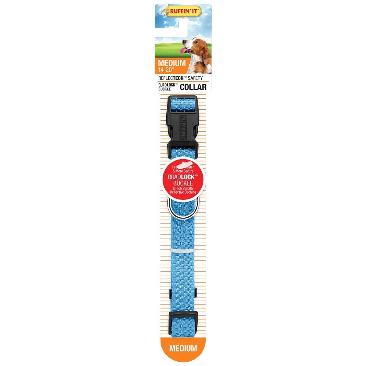 Westminster Pet Ruffin' it ReflecTech 14 In. to 20 In. Nylon High-Visibility Dog Collar