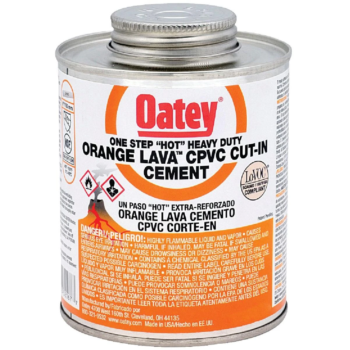 Oatey 8 Oz. Orange Lava One-Stop Hot Cut-In CPVC Cement