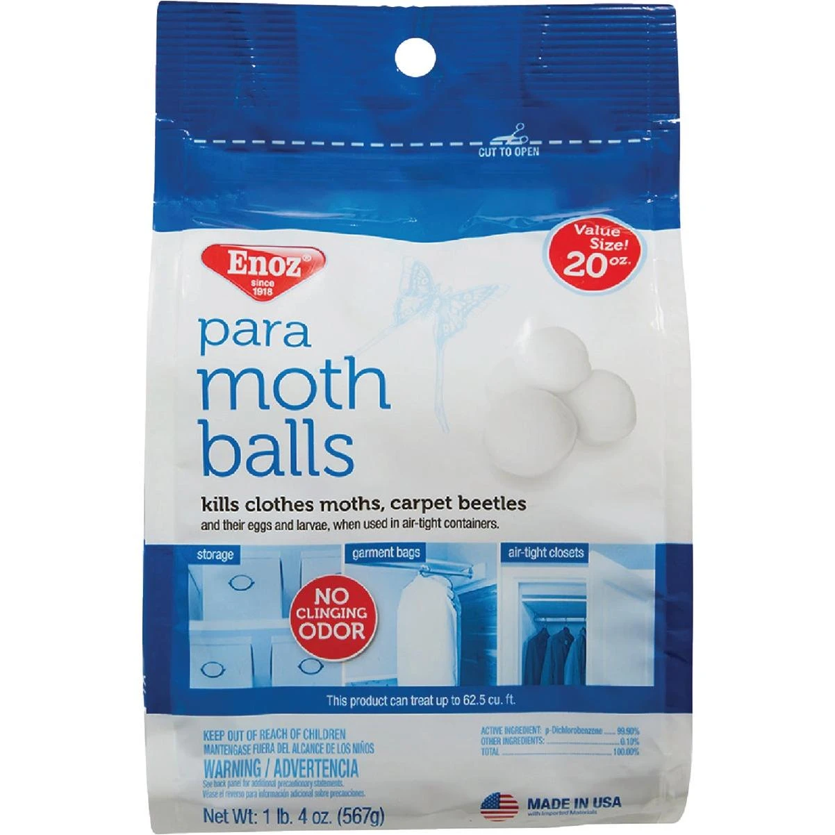 Enoz 20 Oz. Para Moth Balls in Reusable Bag