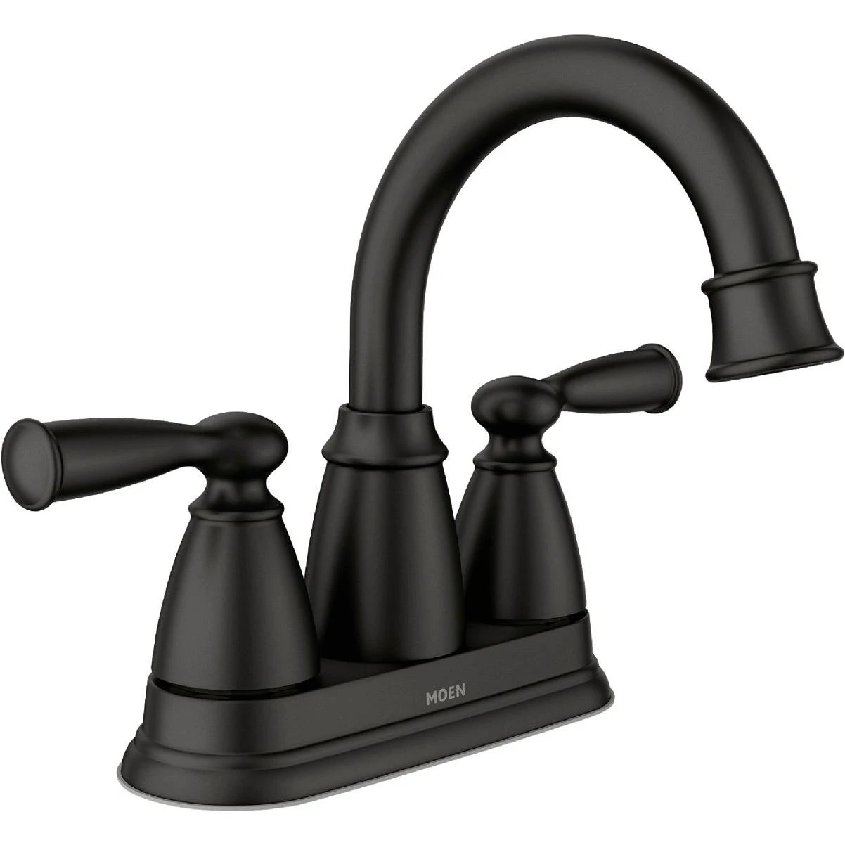 Moen Banbury 2-Handle Lever High Arc Centerset Bathroom Faucet with Push-Down, Matte Black