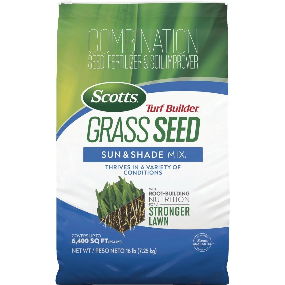 Scotts Turf Builder 16 Lb. 1330 Sq. Ft. Sun & Shade Mix Grass Seed, Fertilizer, and Soil Improver Combination