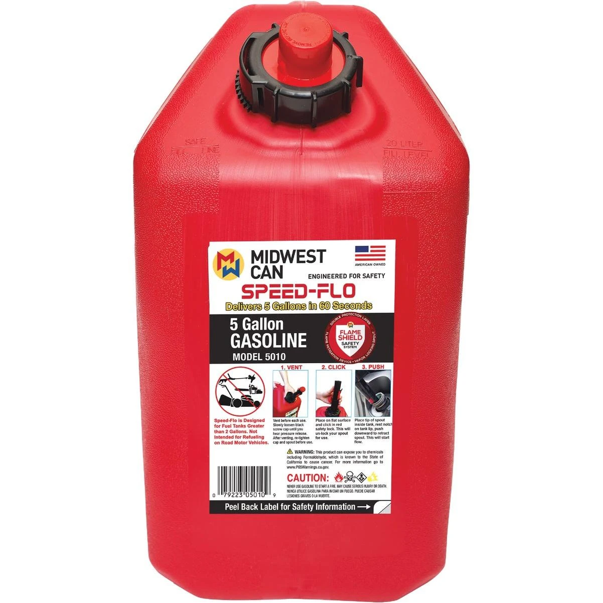 Midwest Can 5 Gal. Plastic Gas Speed-Flo Racing Can