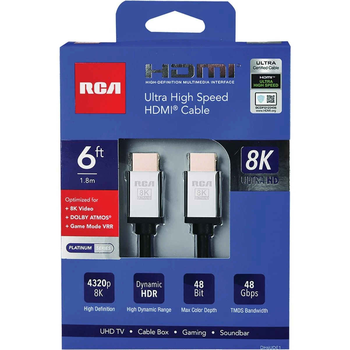 RCA 6 Ft. Black 8K Ultra High Speed HDMI Cable