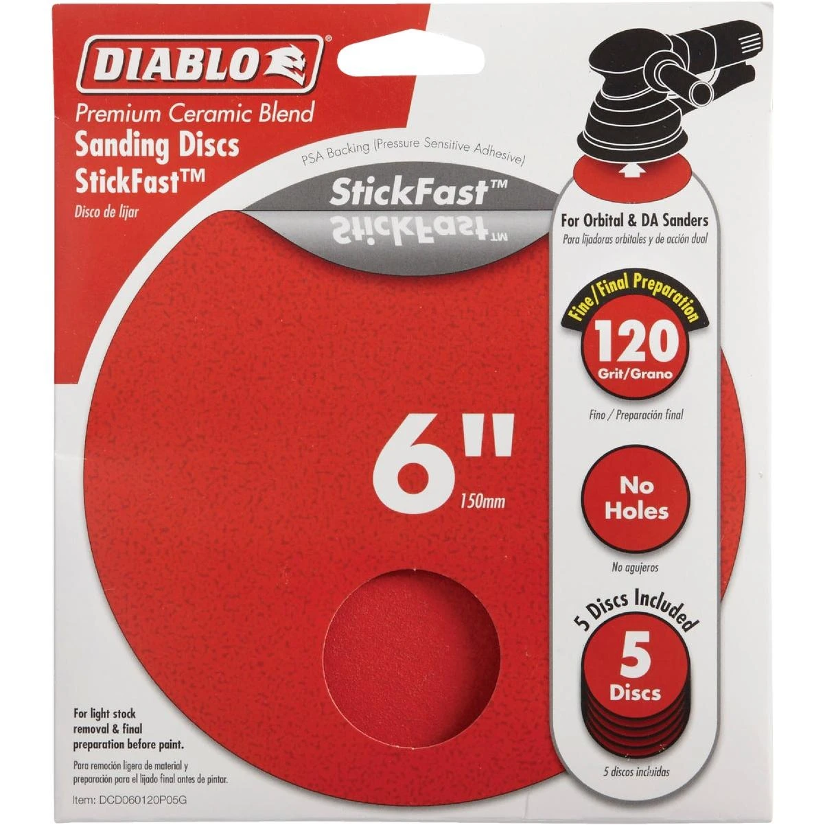 Diablo StickFast 6 In. 120 Grit Sanding Disc (5-Pack)