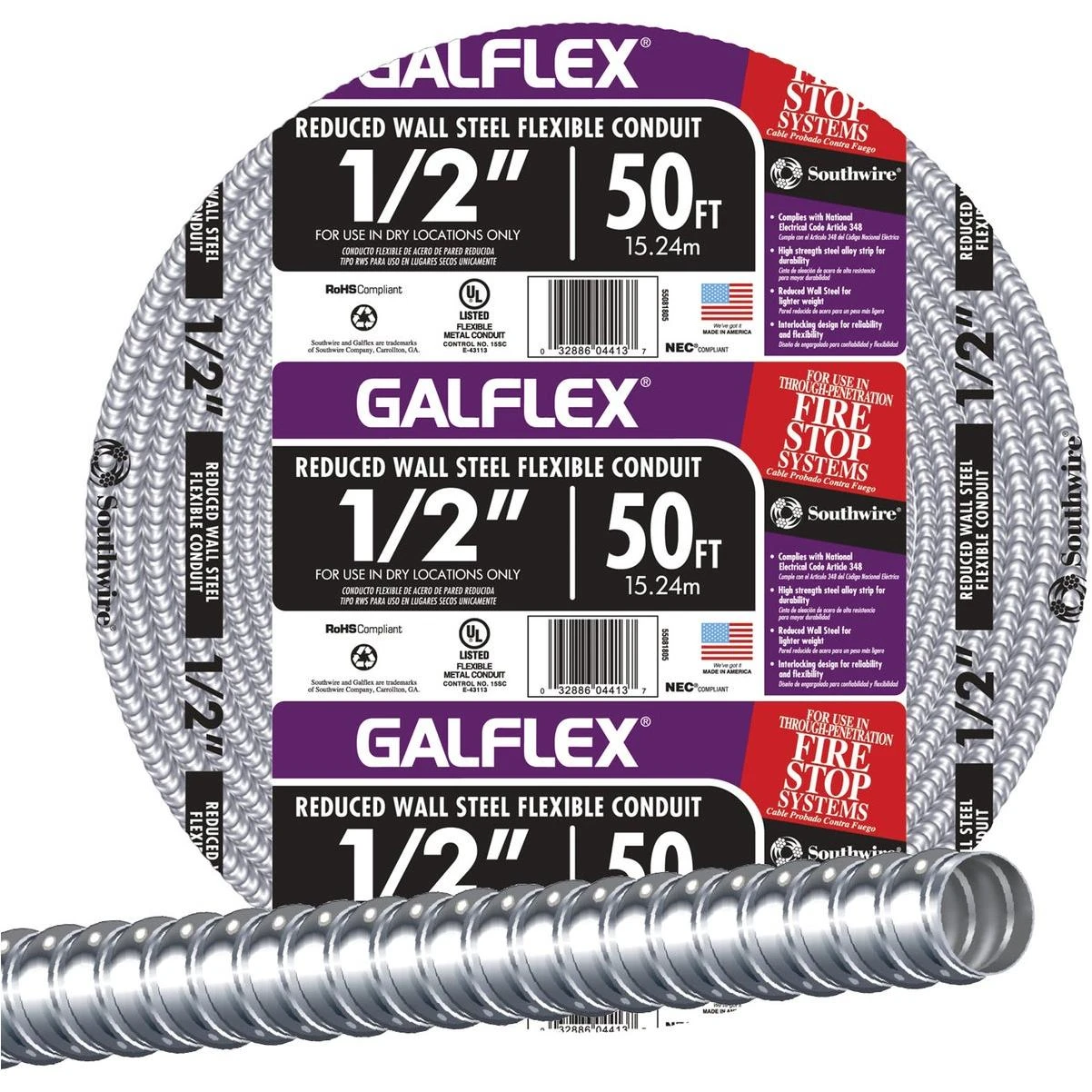 Southwire 1/2 In. x 50 Ft. RWS Flexible Flexible Metal Conduit