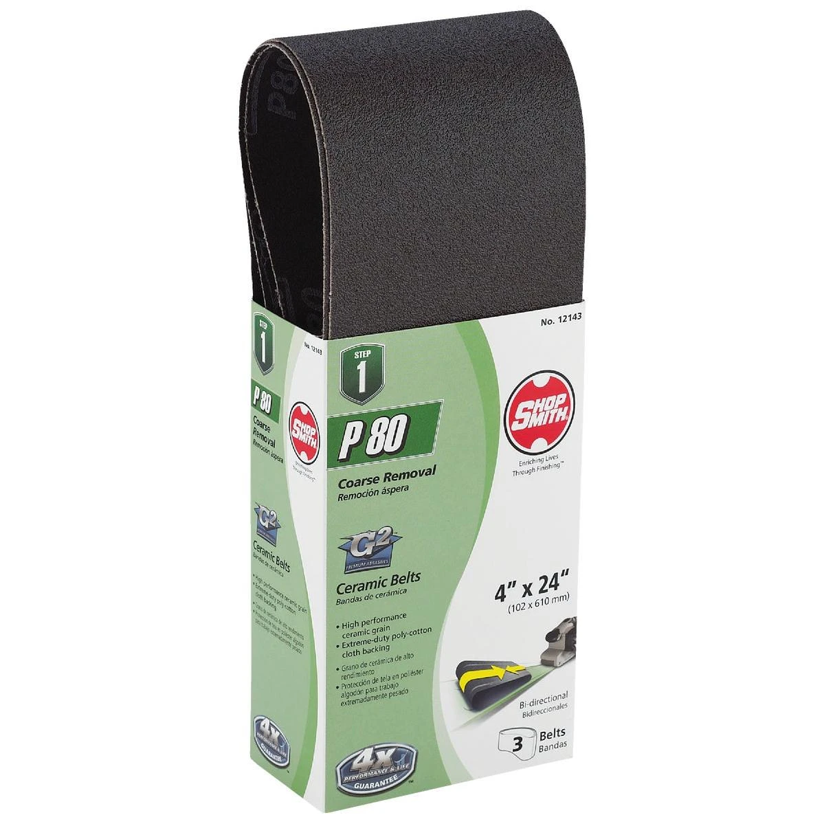 Gator Blade 4 In. x 24 In. 80 Grit Heavy-Duty Sanding Belt (3-Pack)