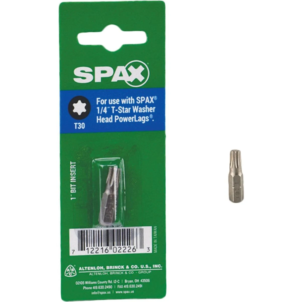 Spax 1/4 In. x 1 In. T30 T-Star Insert Screwdriver Bit