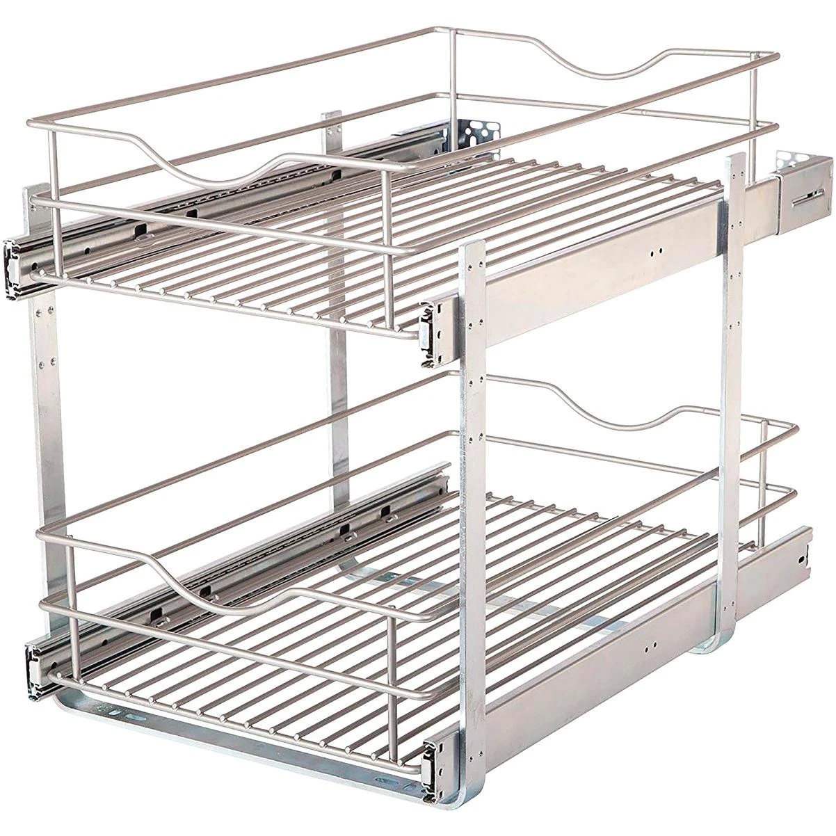 Knape & Vogt Real Solutions 14 In. Double Tier Slide Out Multi-Use Basket Cabinet Organizer