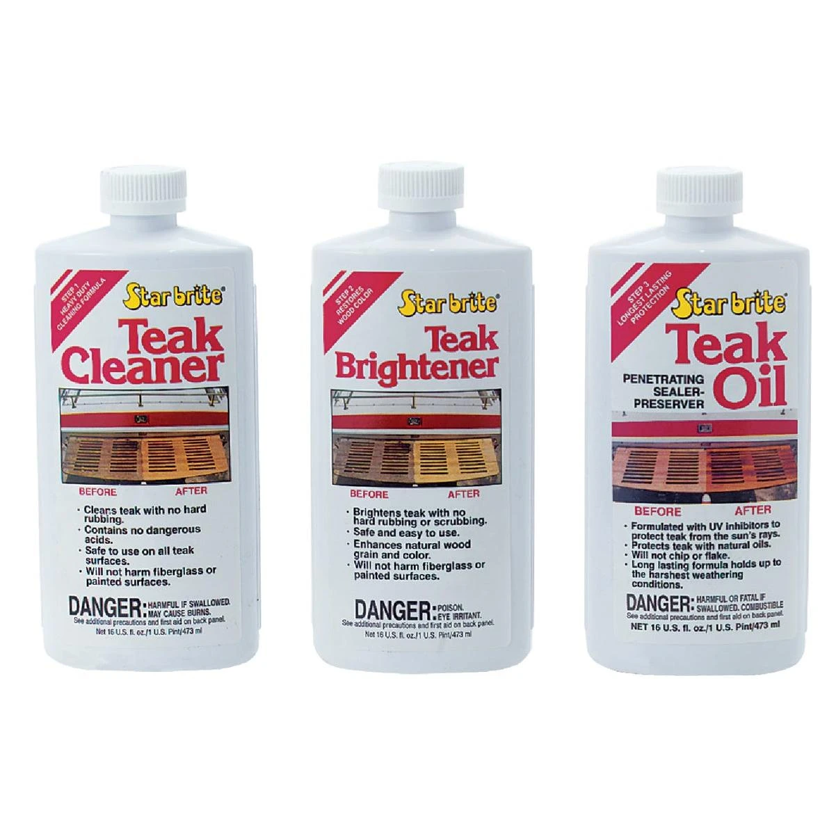 Starbrite Teak Cleaner Care Kit, 16 Oz. (3-Pack)