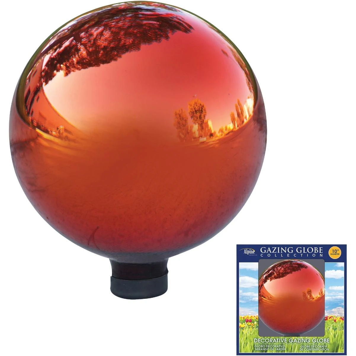 Alpine 10 In. Dia. Electric Red Glass Gazing Globe