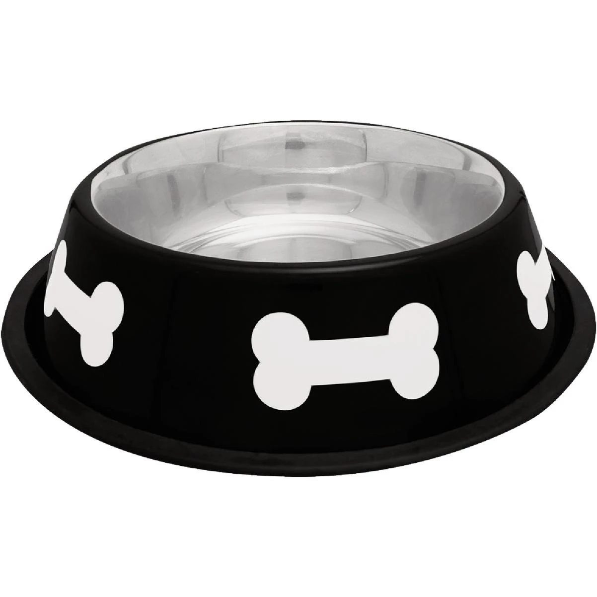 Westminster Pet Ruffin' it Stainless Steel Round 32 Oz. Pet Food Bowl, Black & White