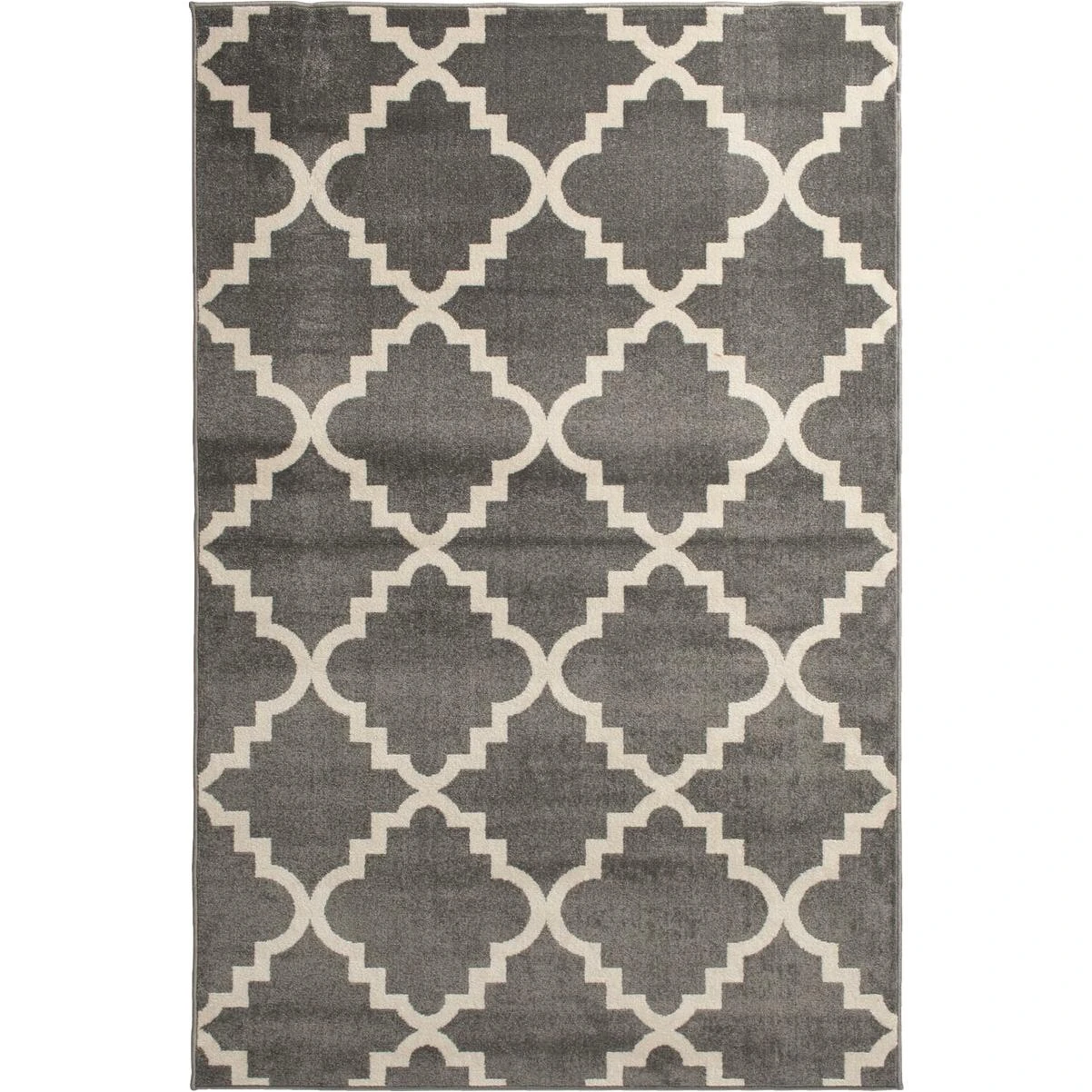 Backyard Bungalow 6 Ft. 6 In. x 9 Ft. 6 In. Canterbury Stone/Ivory Lattice Plush Outdoor Rug