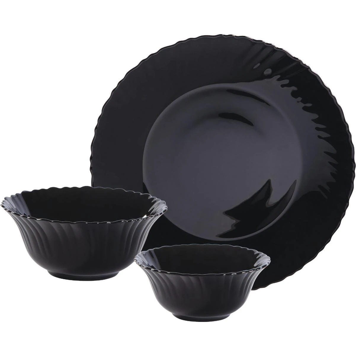 Gibson Home Ultra Bandini Black Glass Dinnerware Set (12-Piece)