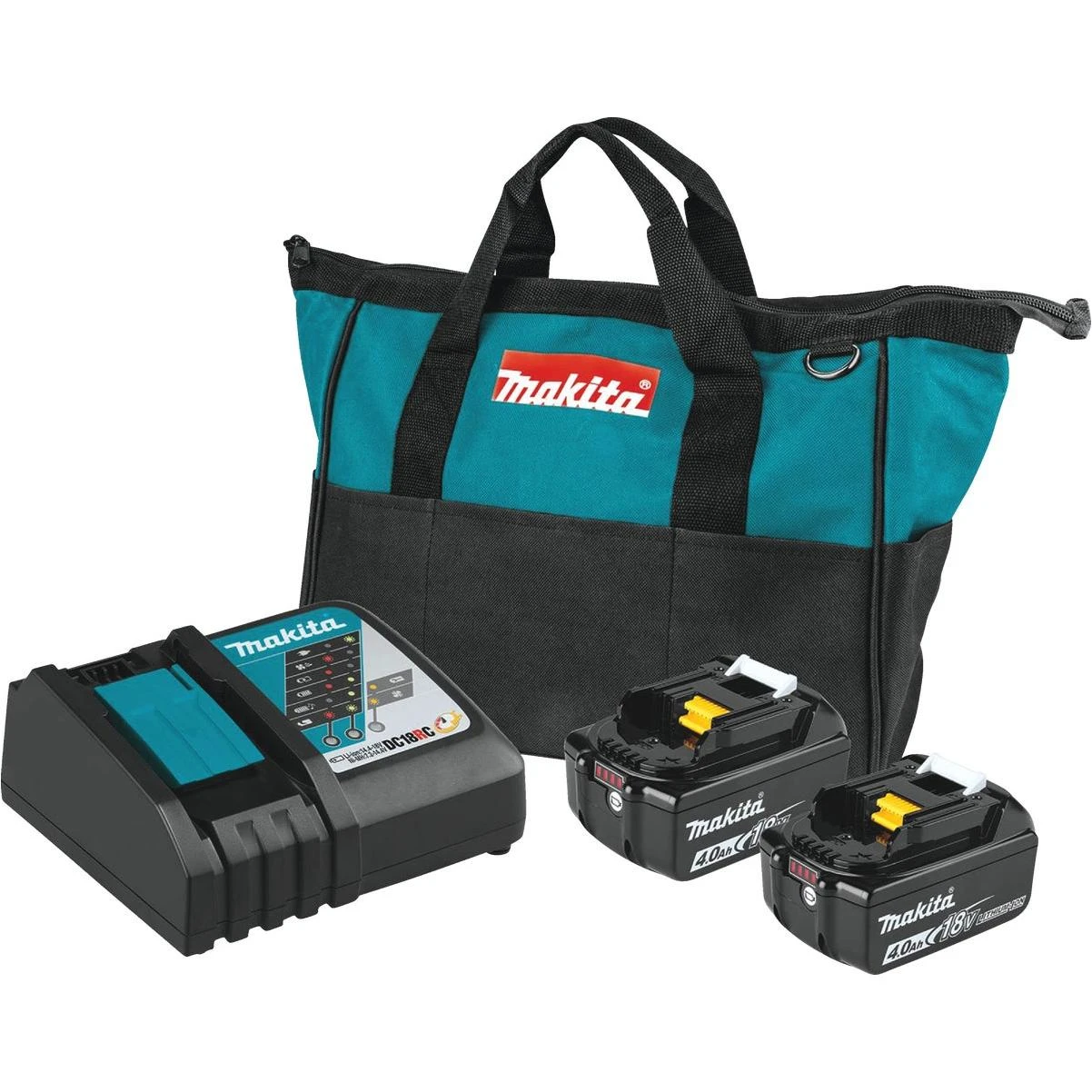 Makita 18 Volt LXT Lithium-Ion 4.0 Ah Tool Battery/Charger Starter Kit with Tool Bag
