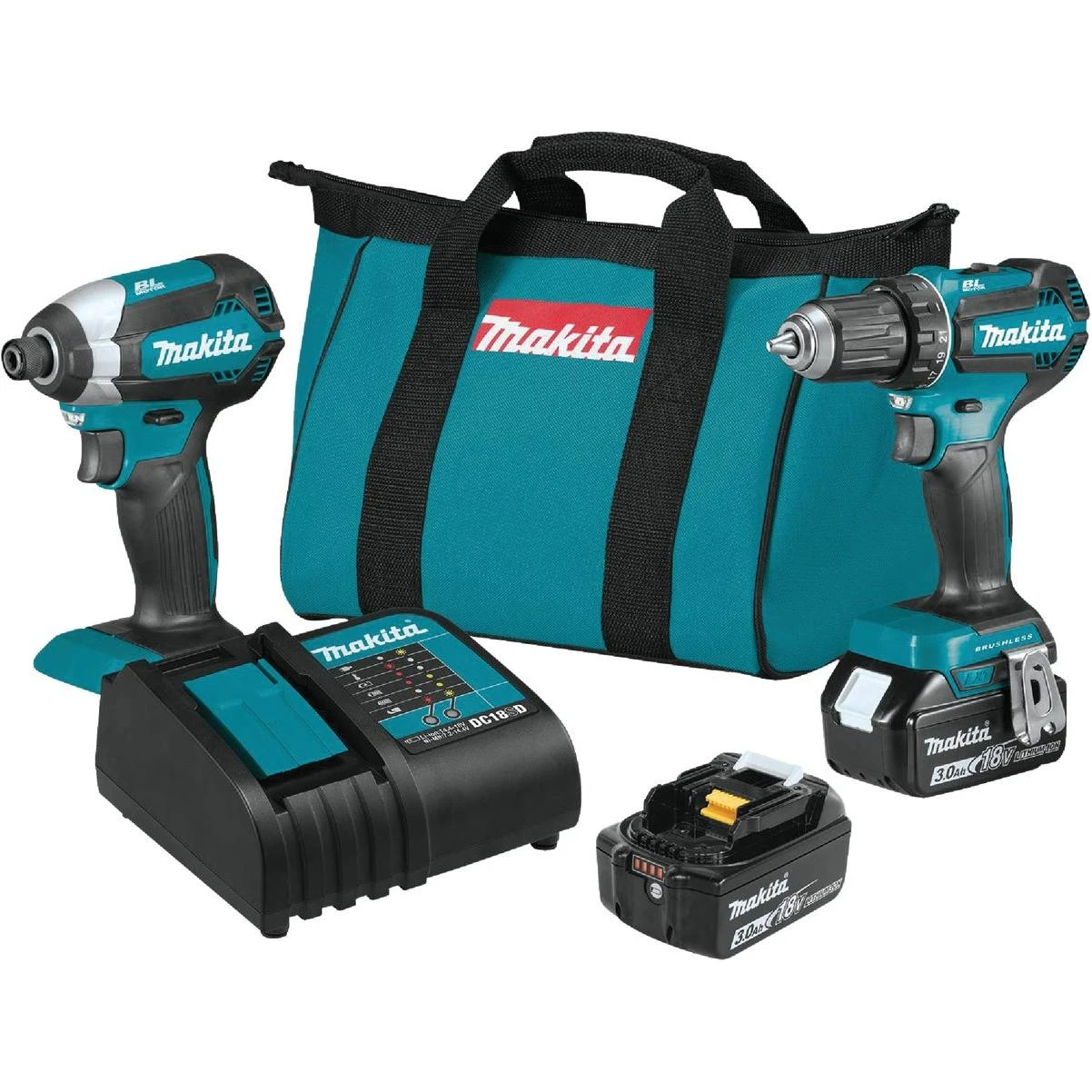 Makita 18V LXT 2-Tool Lithium-Ion Brushless Compact Drill/Driver & Impact Driver Cordless Tool Combo Kit