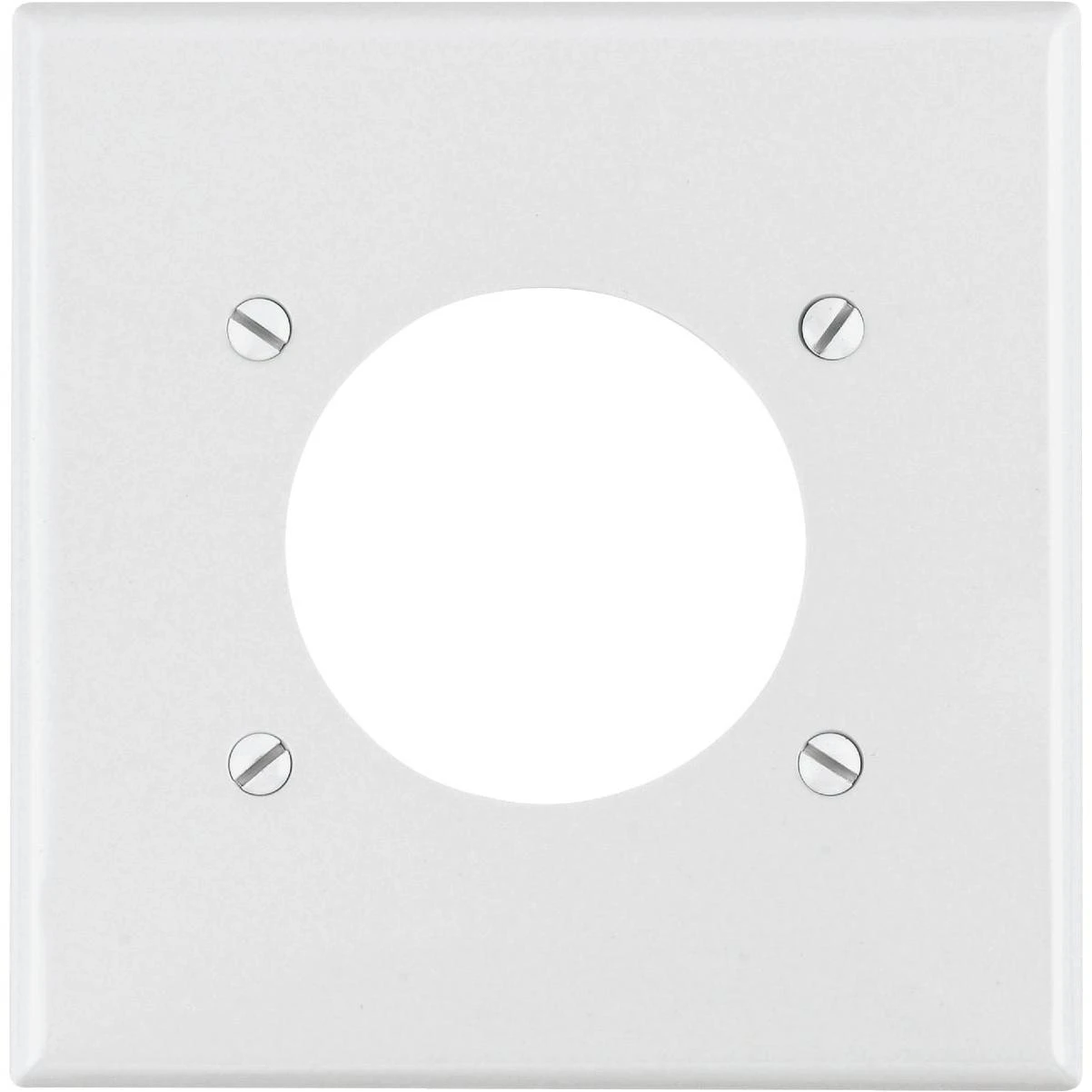 Leviton 2-Gang Thermoplastic Nylon Flush Mount 2.15 In. Dia. Device Receptacle Wallplate, White