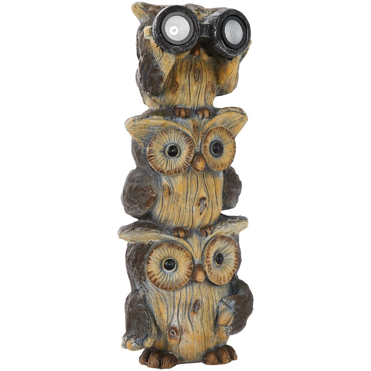 Alpine 25 In. H. Solar 3-Owl Statue with LED Binoculars