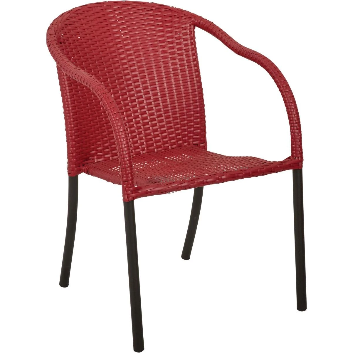 Coronado Casuals Red Wicker Steel Frame Stackable Chair