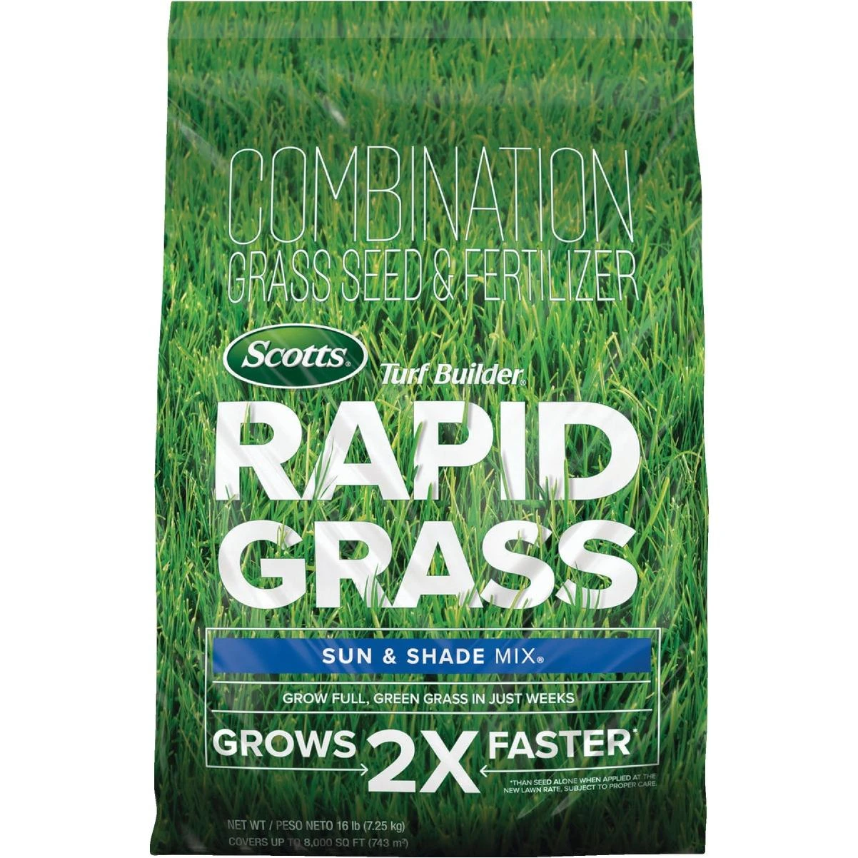 Scotts Turf Builder Rapid Grass 16 Lb. 8000 Sq. Ft. Sun & Shade Mix Grass Seed & Fertilizer Combination
