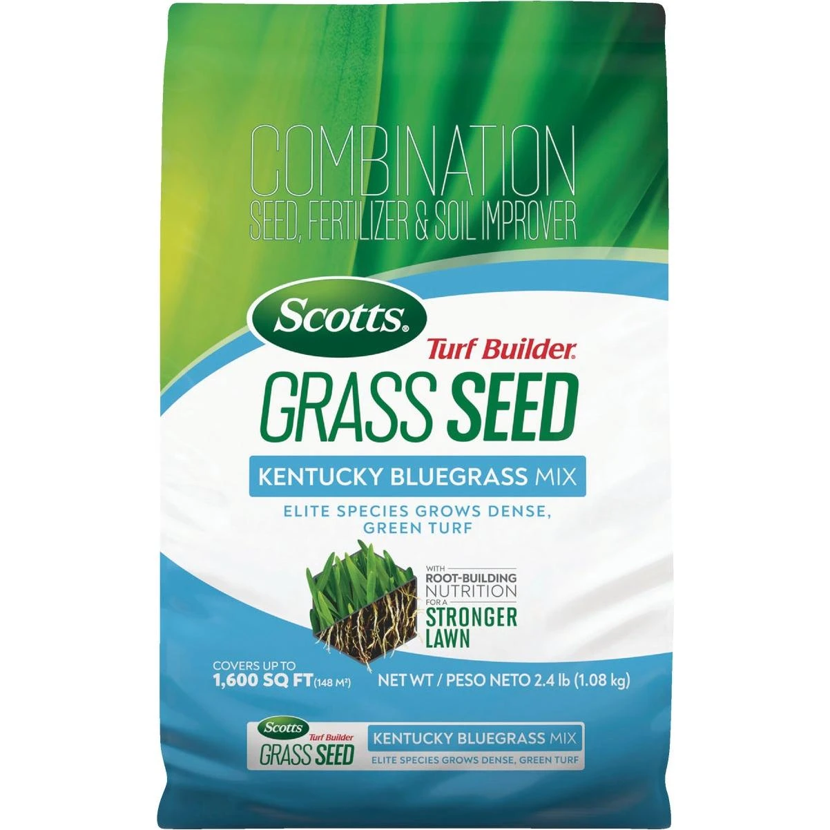 Scotts Turf Builder 2.4 Lb. 200 Sq. Ft. Kentucky Bluegrass Mix Grass Seed, Fertilizer, and Soil Improver Combination