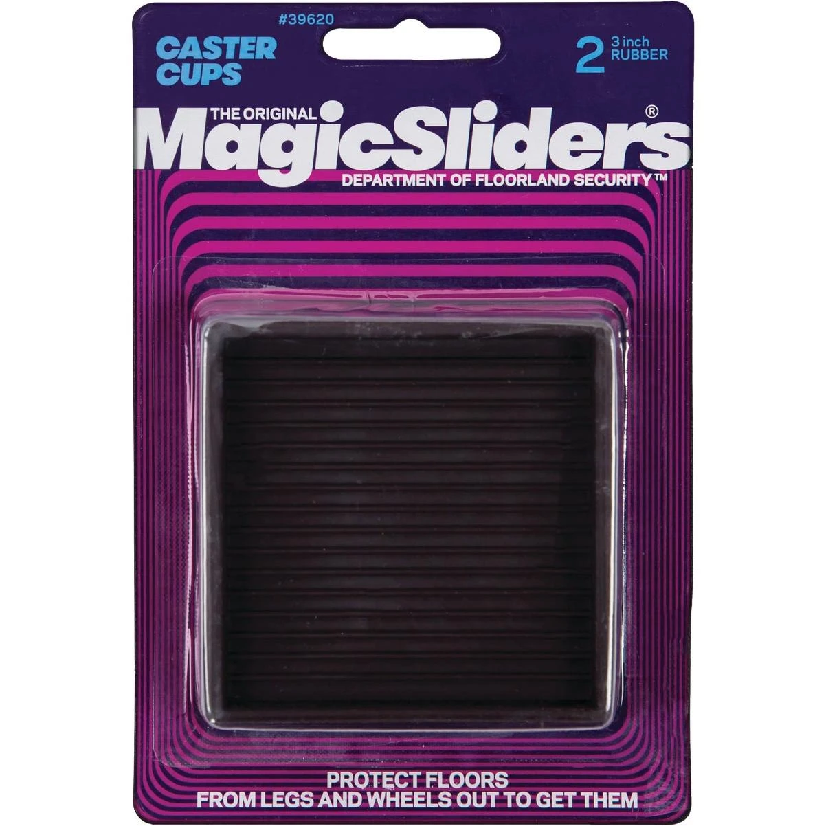 Magic Sliders 3 In. Square Rubber Non-Skid Furniture Leg Cup (2-Pack)