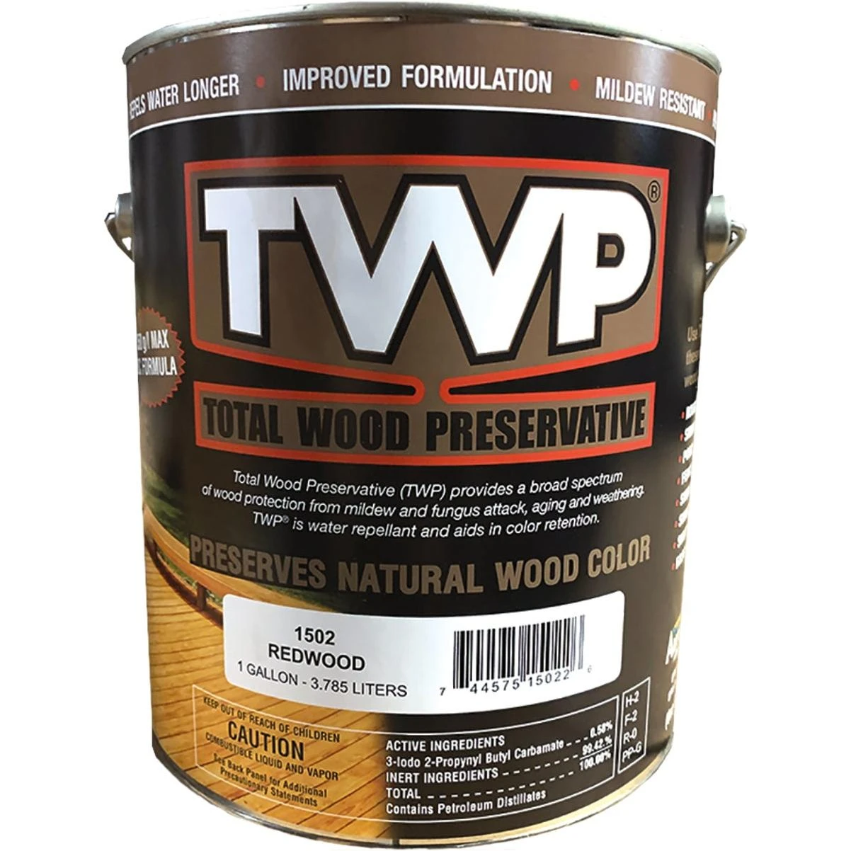 TWP 1500 Series Low VOC Wood Preservative Deck Stain, Redwood, 1 Gal.