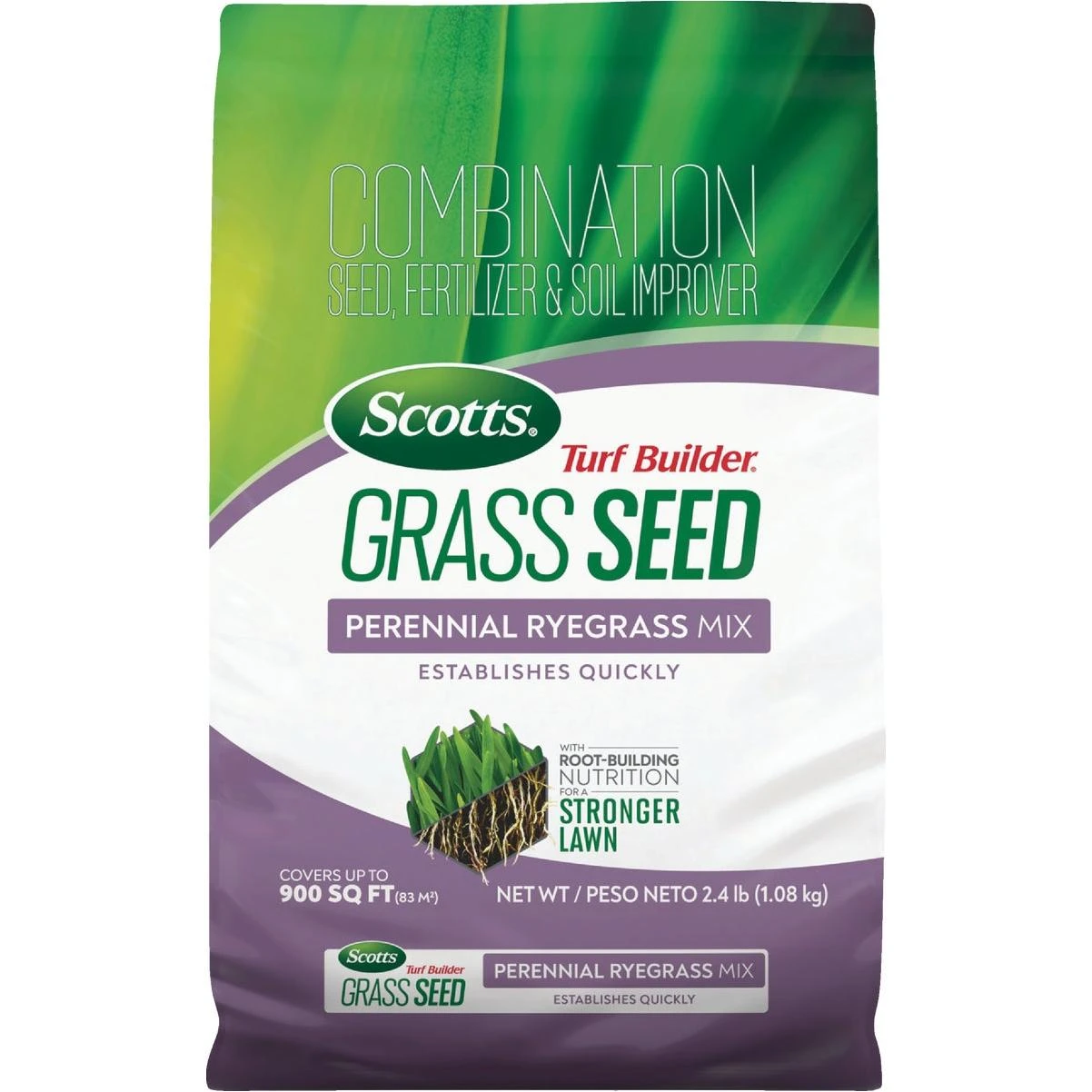 Scotts Turf Builder 2.4 Lb. 200 Sq. Ft. Perennial Ryegrass Mix Grass Seed, Fertilizer, and Soil Improver Combination