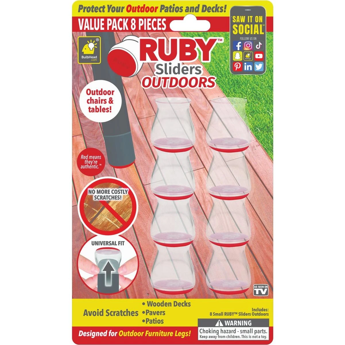 Ruby Sliders Outdoor Patio Furniture Leg Tip (8-Count)