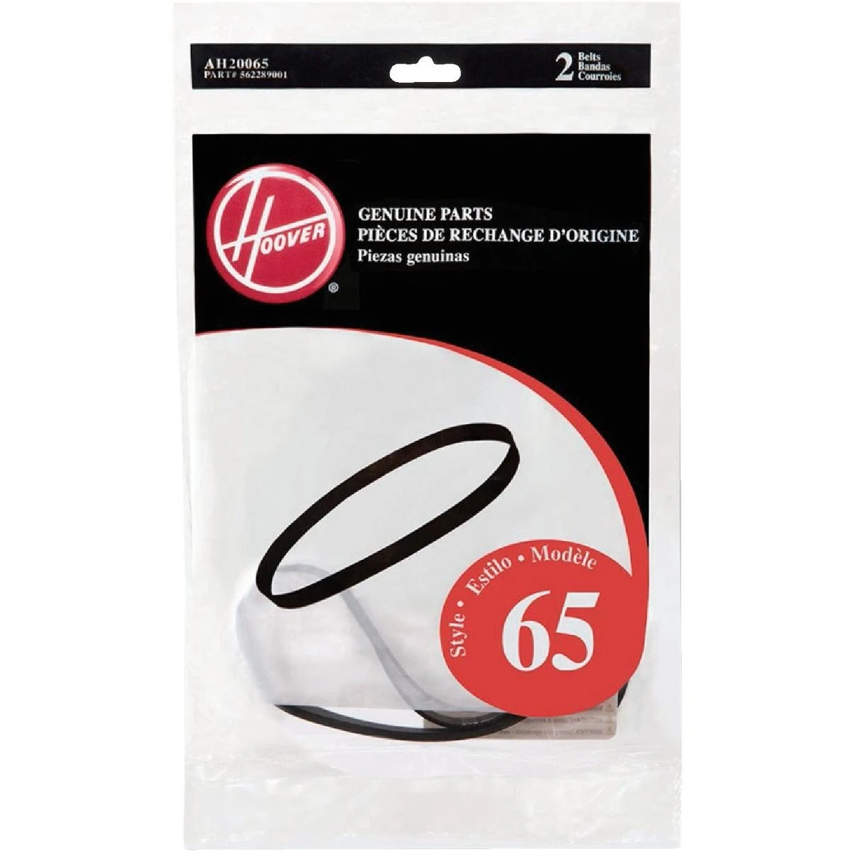 Hoover Style 65 Flat Non-Stretch Vacuum Cleaner Belt 65 (2-Pack)