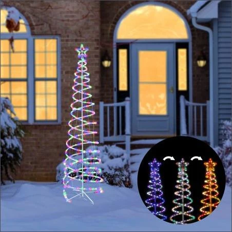 Alpine Corporation 84-Inch Spiral Christmas Tree with Multi-Color LED Lights