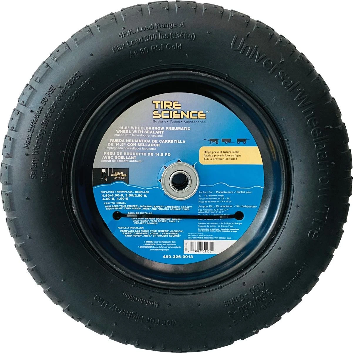 Marathon Universal Fit Wheelbarrow Tire with Flat Free Tire Sealant