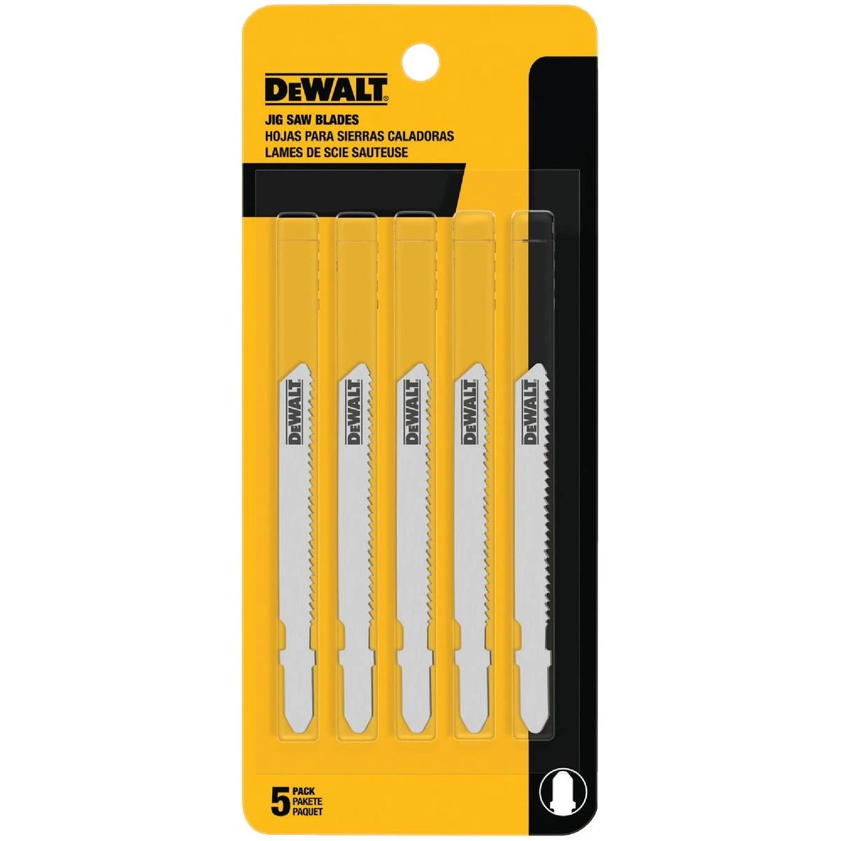 DeWalt T-Shank 3 In. x 24 TPI High Carbon Steel Jig Saw Blade, Thin Metal (5-Pack)