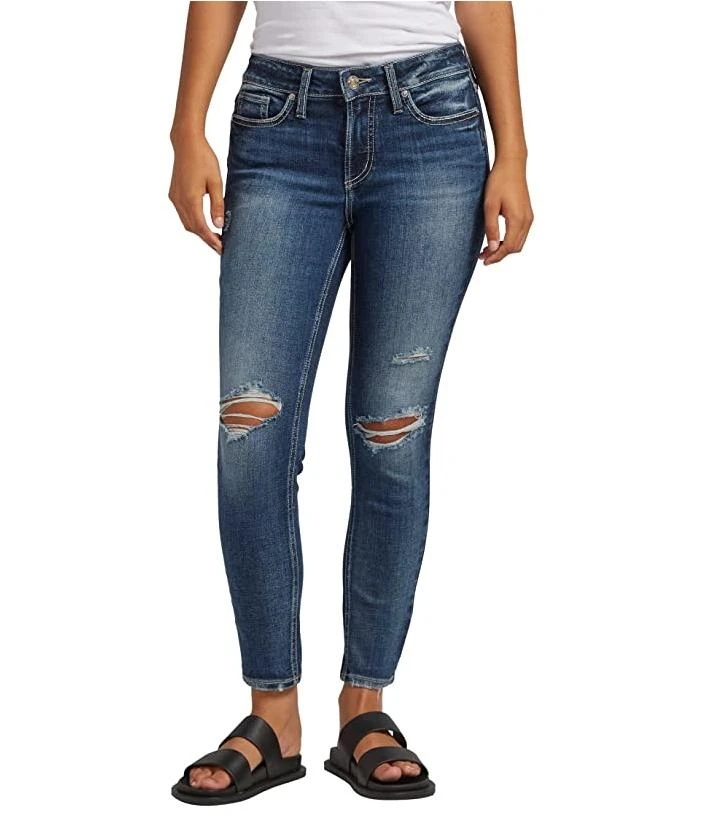 Silver Jeans Co. Suki Ripped Crop Skinny Jeans in Indigo at Nordstrom, Size 30 X 26