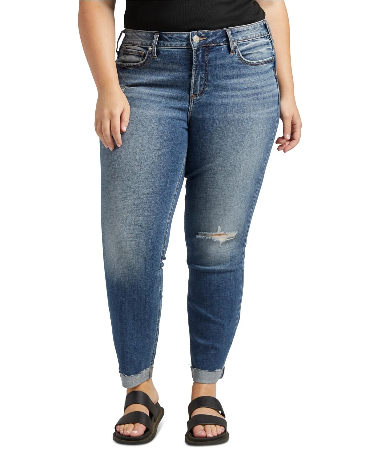 Silver Jeans Co. Plus Size Suki Mid-Rise Slim Straight-Leg Jeans