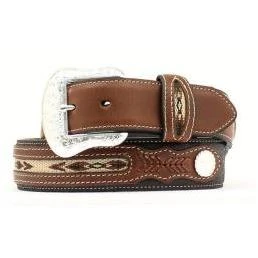 Nocona Men's Top Hand Fabric Inset Western Belt 54 Inch Black Brown N2475701