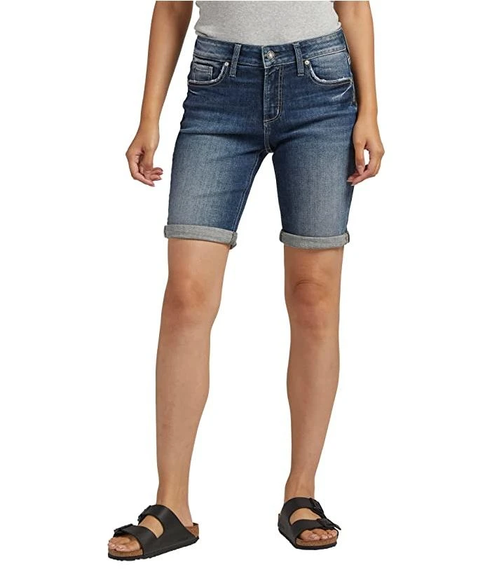 Silver Jeans Co. Elyse Denim Bermuda Shorts in Indigo at Nordstrom, Size 32